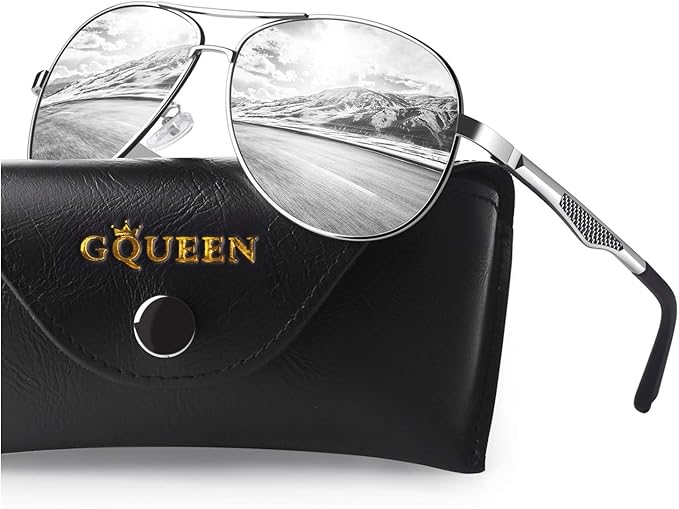 GQUEEN Classic Military Style Pilot Polarized Sunglasses Spring Hinges Al-Mg for mens womens MOS1