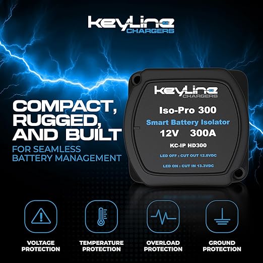 Dual Battery Isolator Kit Heavy Duty 300 AMP 1000 AMP Peak Voltage Sensitive Relay VSR for 12 Volt Systems - Works with All Batteries Types Including Lithium and LiFePO4