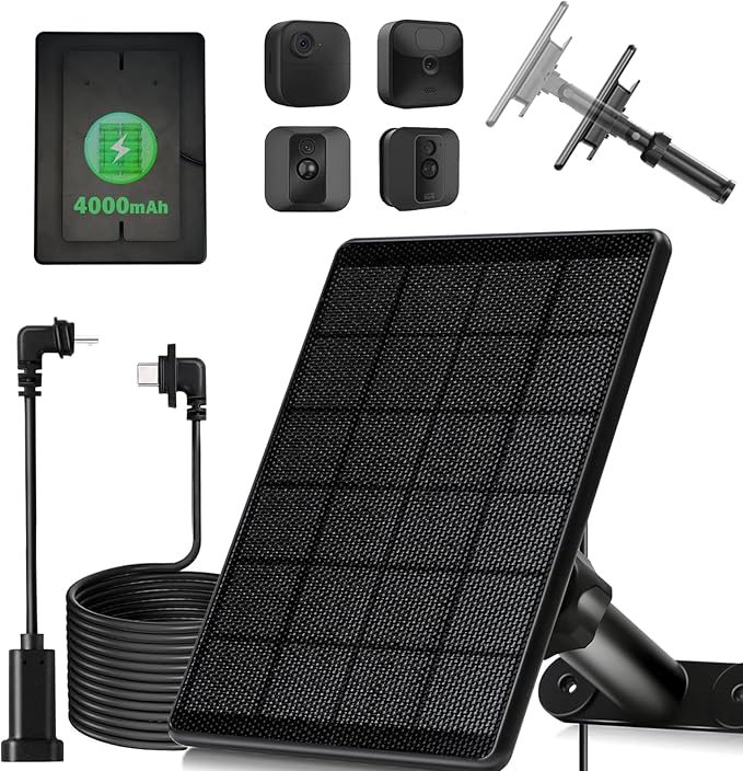 6W Solar Panel with 2000Ah Battery for Blink, Solar Charger with 360° Adjustable Mount 5.9in to 8.7in, 9.8ft Cable and Waterproof for Outdoor 4(4th Gen)/Outdoor/(3rd Gen) XT3 and XT/XT2 Camera