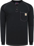 BOCOMAL Men's FR Henley Shirt Flame Resistant 5.5oz Cotton Long Sleeve Workwear UL NFPA2112 CAT2 Welding Tee
