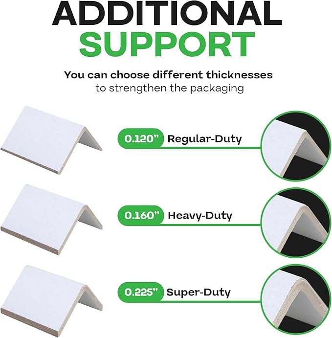 IDL Packaging Cardboard Edge Protectors 2" x 2" x 3", Pack of 100, White, 0.160" Thick - Reinforced V-Board Edge Guards for Pallets - Heavy-Duty Cardboard Corners for Shipping