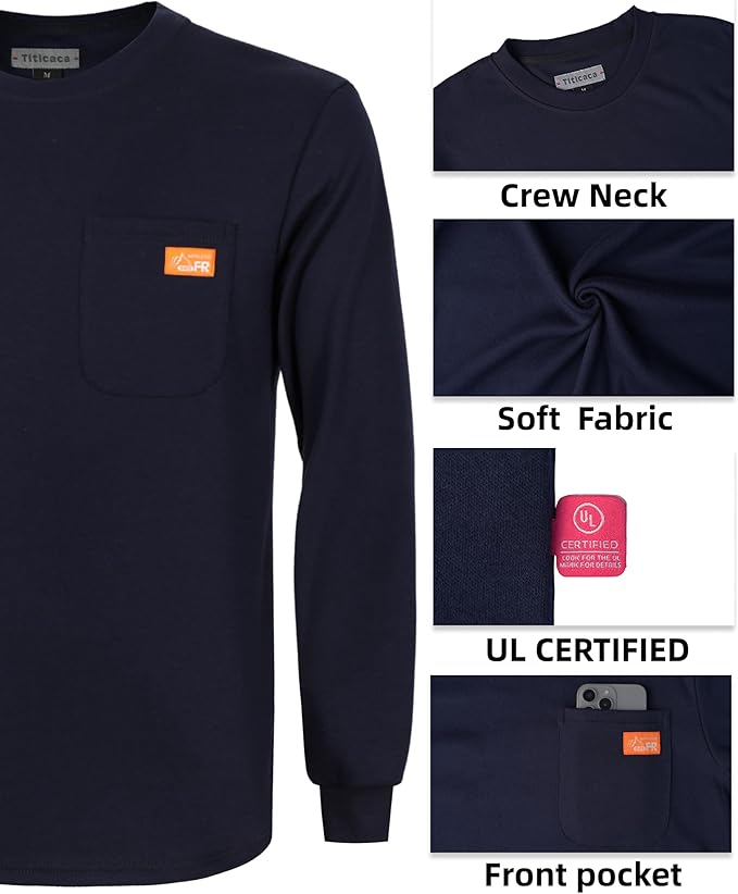 Titicaca FR Shirts Flame Resistant T Shirts 100% Cotton Men's Pre-Washed Fire Retardant T-Shirts