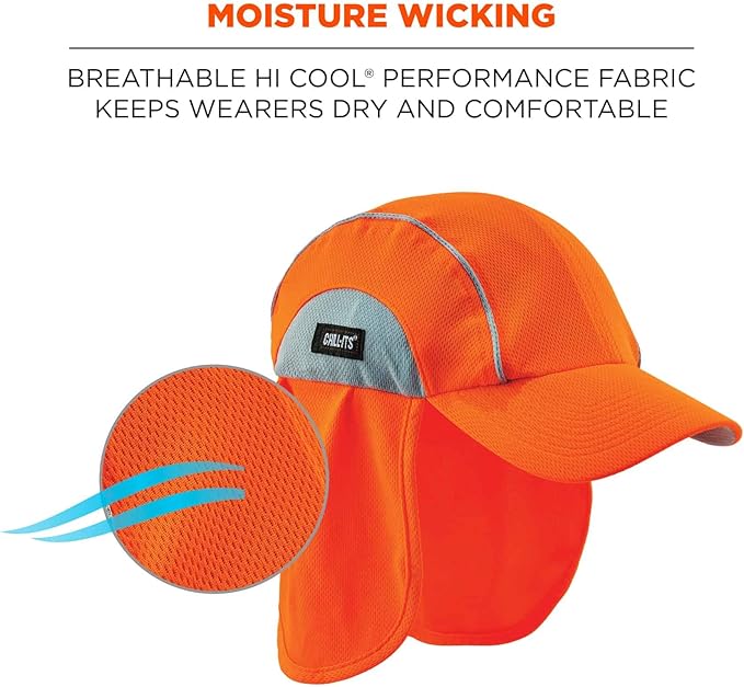 Ergodyne Womens High-performance Hat And Neck Shade Baseball Cap, Orange