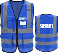 Reflective Security Safety Vests Heavy Duty with 7 Pockets and Front Zipper