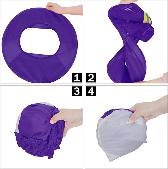 Hard Hat Sun Shade, High Visibility Sun Visor Neck Shade with Reflective Strip, Full Brim, Man & Woman (Hard Hat Not Included), Purple, 2 Pack