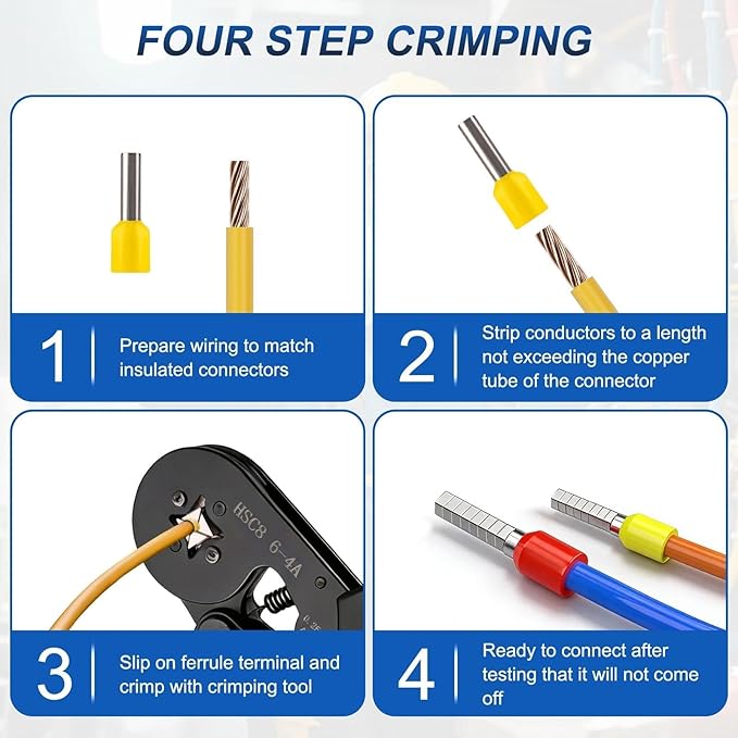 Ferrule Crimping Tool Kit, Wire Ferrules Kit Crimper Pliers with 1800PCS Wire Ends Terminals for AWG 23-7 (0.25-10mm²) Gauge, Self-Adjusting Ratchet Pliers for Audio, Automotive, DIY