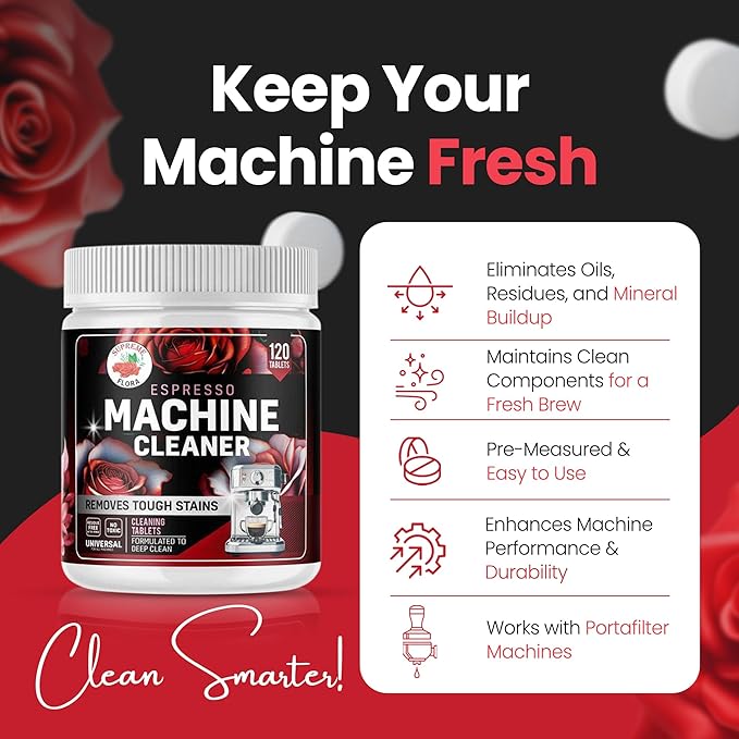 Espresso Machine Cleaning Tablets 120 Count - Coffee Machine Cleaner Tablet Compatible with Breville, Gaggia, De'Longhi, Jura, Philips & More, Universal Descaler With No Residue & Oil