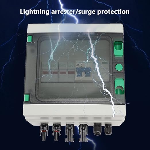 Plastic Solar PV Combiner Box - 2-String 15A Rated Arrester 2-In-1-Out DC 1000V with IP67 Water Resistance, Polycarbonate and ABS Material, Transparent Cover