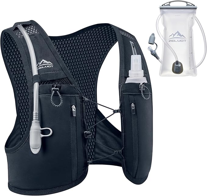 Kids Hydration Backpack with Water Bladder, USA Original Patent, Adjustable Reflective Running Vest with 8 Pockets, Lightweight Kids Hiking Backpack for Boys & Girls