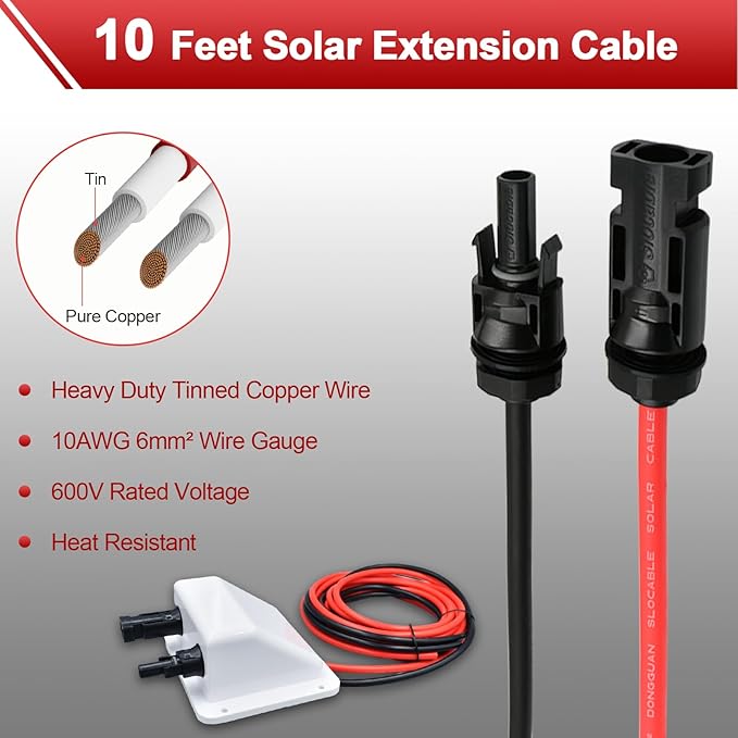 Waterproof Double Cable Entry Gland with 10Ft 10AWG Soft Copper Cable,UV Resistance Dual Cable Entry Housing for Rv, Boat,Camper (with 10ft Cable)