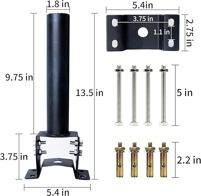 Mounting Brackets Extension Arm for Outdoor Light Fixtures, 9,5" Light Fixture Bracket Pole for Solar Street Lights, Corrosion Resistant Materials Adaptor for Outdoor Flood Light,Parking Lot Lights