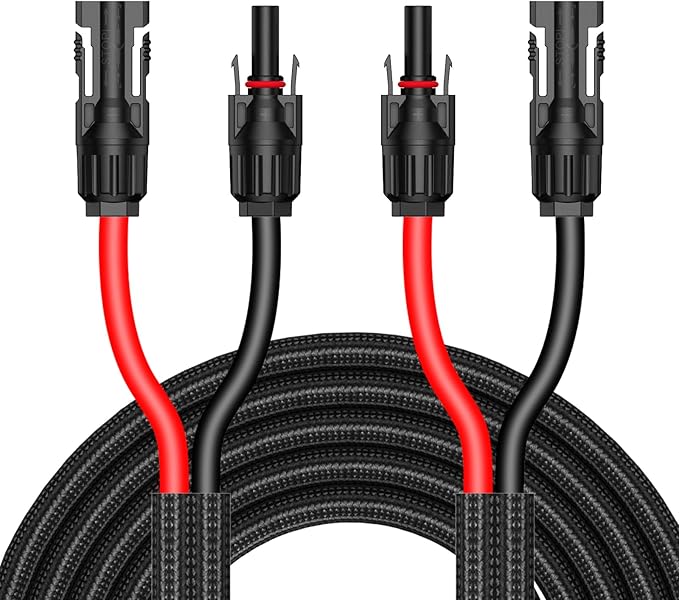 20Ft 10AWG Solar Cable Extension with Protection Cover, Solar Wire with Tool-Free Solar Connectors, IP68 Waterproof PV Cable, Solar Panel Extension Cable 10Gauge for Home Boat RV Solar Panels(20ft)