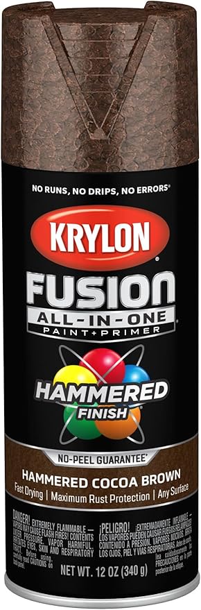 Krylon Fusion All-In-One Adhesive Hammered Finish Spray Paint for Indoor/Outdoor Use, 12 oz, Cocoa Brown