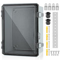 Waterproof Electrical Junction Box, IP67 ABS Plastic Junction Box Enclosure with Aluminum DIN Rail, Mounting Plate, Wall Brackets for WiFi Electronics Project, Clear (16.1''×12.2''×7.1'')
