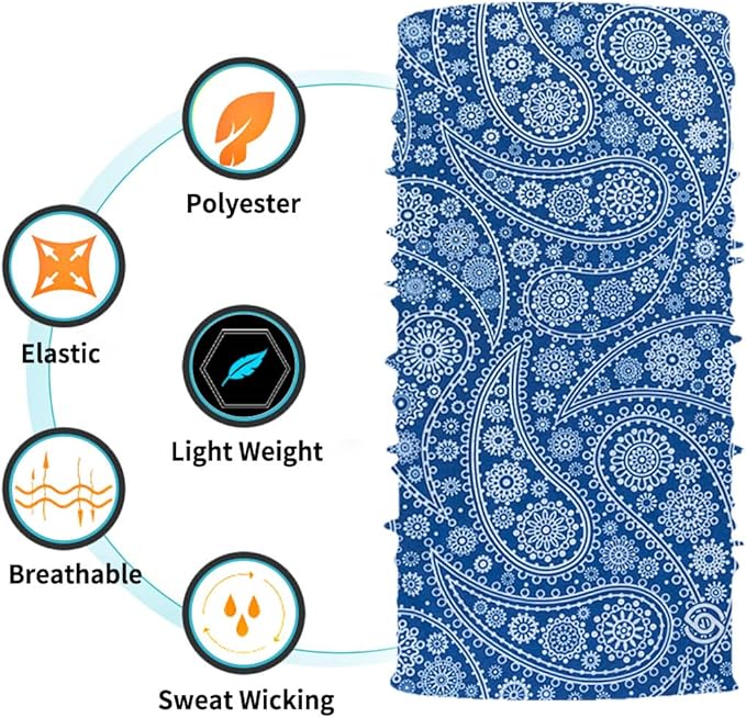 Neck Gaiter Face Cover Bandana Mask Scarf, Breathable Sun& Dust-proof for Cycling Running Fishing Hiking