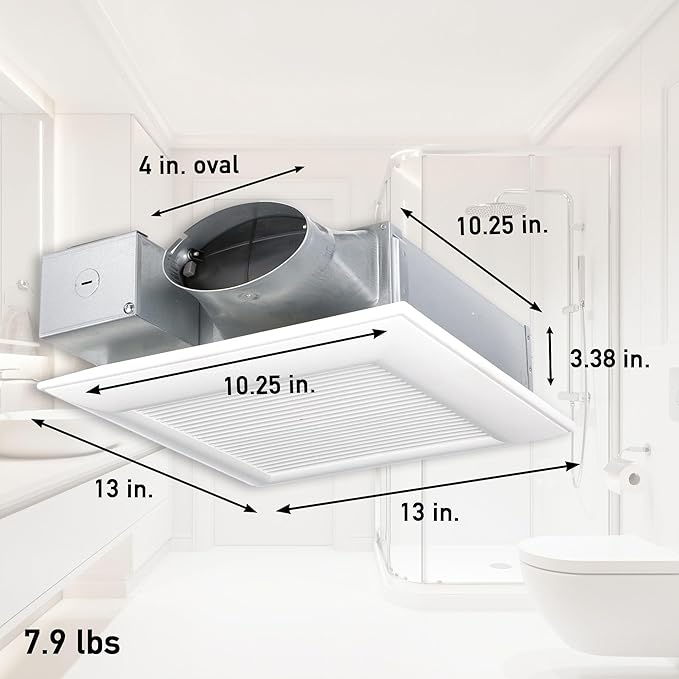 Panasonic WhisperValue Ceiling/Wall Mount Bathroom Exhaust Fan with Humidity Sensor, 50-80-100 CFM, FV-0510VSC1