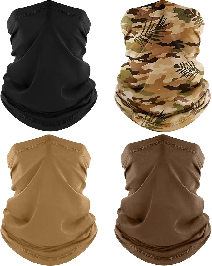 4 Pack Neck Gaiter, Cooling Breathable Face Mask UV Protection Scarf Hiking Bandana for Men/Women