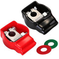 Battery Terminal Connectors, Military Spec Positive Negative Heavy Duty Auto Car Marine Battery Terminal,with 4 Pcs 2 Gauge 3/8" Copper Lugs,4 Heatshrink,2 Cover and Anti Corrosion Washers (cover)
