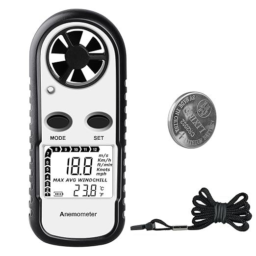 Digital Anemometer Wind Speed Meter, Wind Gauges Air Flow Velocity Meter for Measuring Wind Chill Temperature Speed, Wind Meter Thermometer Gauge for Shooting Windsurfing Fishing Hunting