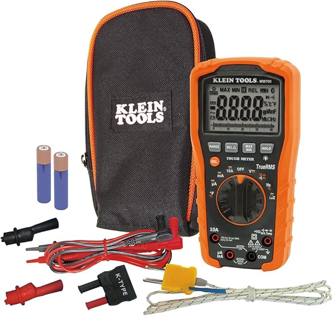 Klein Tools MM700 Multimeter, Electrical Tester is Auto Ranging, for AC/DC, LOZ, Temp, Capacitance, Resistance, Frequency, and More, 1000V