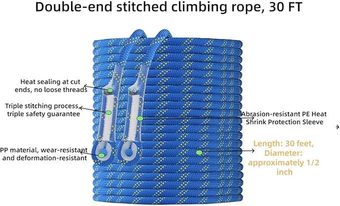 Safety Harness Fall Protection Kit,Full Body Roof Harness for Construction,Heavy-Duty Harness with Safety Rope
