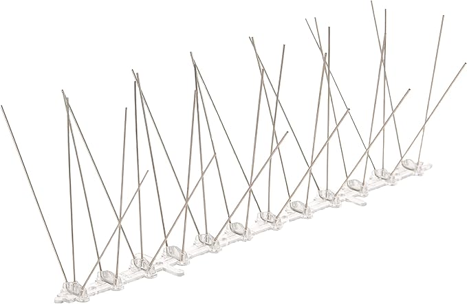 Bird-X Bird Spikes, Stainless Steel Spikes to Keep Birds Away, Easy to Install, Covers 10 Linear Feet Area, 1' L x 6" W, 10 Strips
