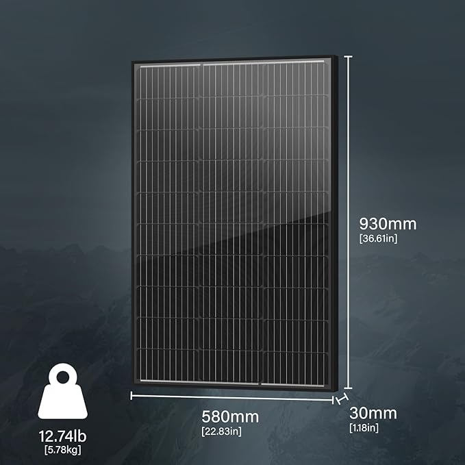 Newpowa Bifacial 100 Watts 12V 10BB Monocrystalline 100W Solar Panel High Efficiency Mono Module RV Marine Boat Off Grid (100W / Mounts)