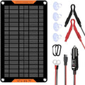 12 Volt 10 Watt Solar Car Battery Charger & Maintainer, Solar Panel Trickle Charger, with Alligator Clip& Cigarette Lighter PlugAdapter for Car, Boat, Automotive, Motorcycle, RV
