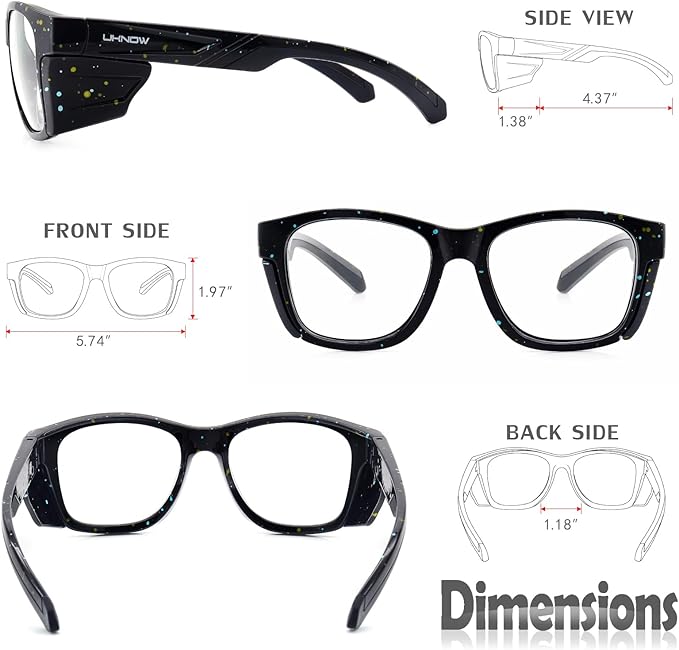 UKNOW Safety Glasses - Anti Fog Lenses - Eye Protection with Side Shields - ANSI Z87.1 Protective Eyewear - UV Protection