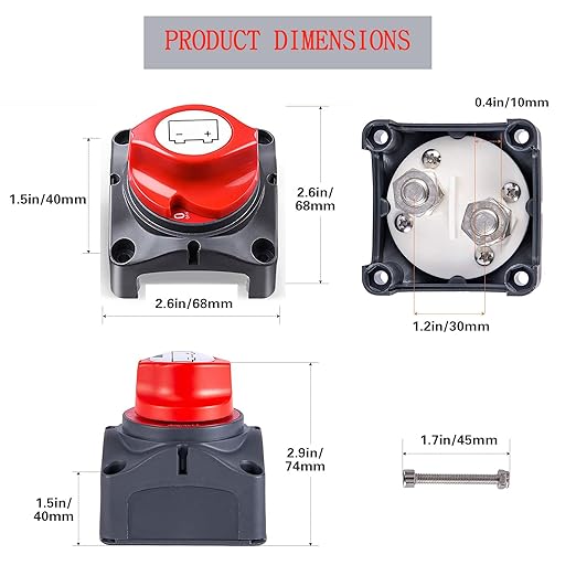 Battery Disconnect Switch 12V 24V 48V Master Isolator Cut Off Switch for Marine Boat Car Truck Camper RV Trailer Vehicles Engine Application (On/Off)