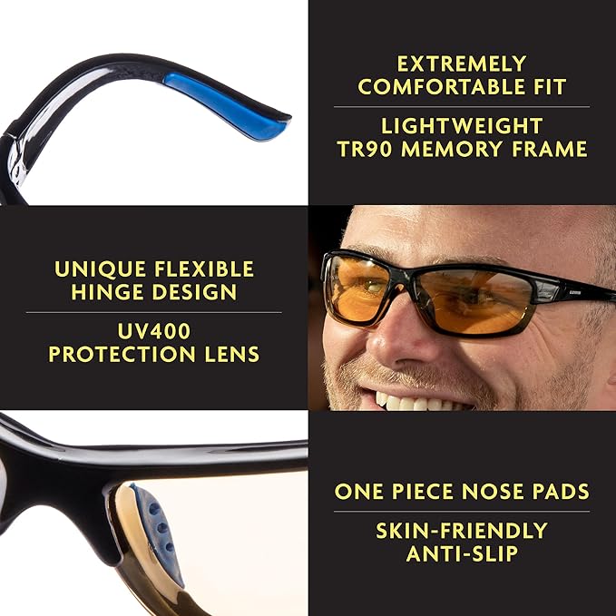 Illumin Night Driving Glasses VECTOR - All-Weather Glasses for Improved Road Safety, Advanced High Optical Quality Anti Glare Lenses