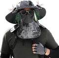 2026 Wide Brim Sun Hat with 2 Solar Fan,Grey Fishing Hat with Removable Neck Cap and Face Mask,Sun Bucket Hat for Men or Women Fishing Outdoor Hiking Camping Gift for Father Husband Boyfriend