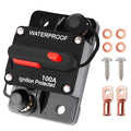 100 Amp Circuit Breaker Manual Reset Waterproof Inline Fuse Inverter for Car ATV Marine Victron Inverter Trolling Motors Boat Power Protect 12V-48V, with Wire Lugs Copper Washer Screw
