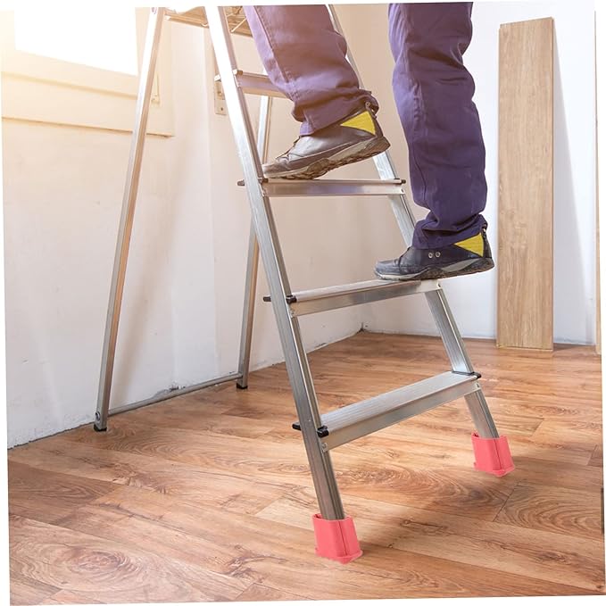 4pcs Non-Slip Ladder Rubber Covers Anti-Skid Foot Protectors for Step and Extension Ladders Durable and Wear-Resistant Floors and Reduce Noise
