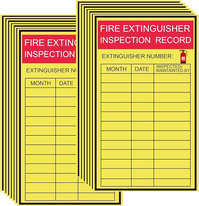 Monthly Fire Extinguisher Inspection Tags Stickers Safety Stickers 3x5 Inch Year Maintenance Extinguisher Recharge and Inspection Record Labels Inventory Sticker 60Pcs Check Record Vinyl Sticker Label