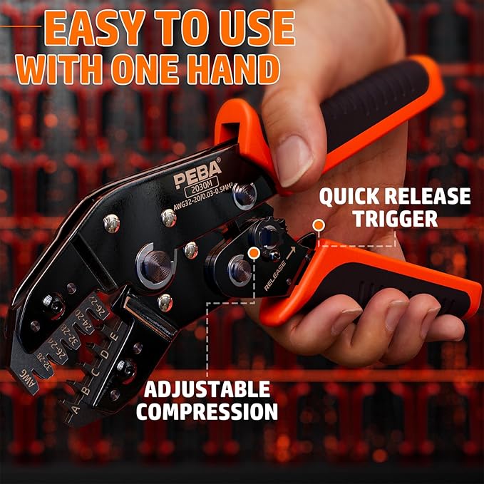 PEBA Crimping Tool and JST Connector Kit - 24 Types of 2.0 mm JST-PH Connectors & Crimp Pins, 2.5 mm JST-XH & JST-SM Housings and Contacts, for DIY Electronics - Suitable for AWG 32-20 Wires