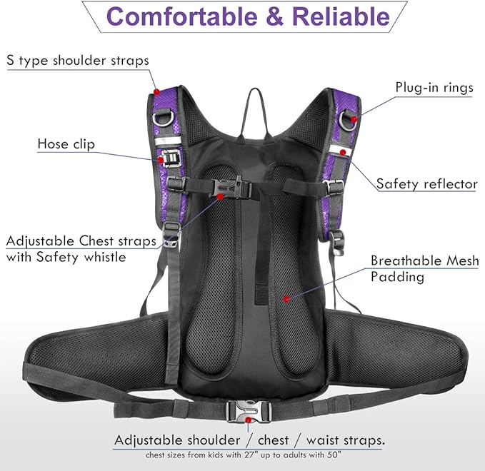 Hydration Pack, Insulated Hydration Backpack with 2L BPA Free Water Bladder and Storage, Hiking Backpack for Men, Women, Kids for Running, Cycling, Camping - Keep Liquid Cool up to 5 Hours