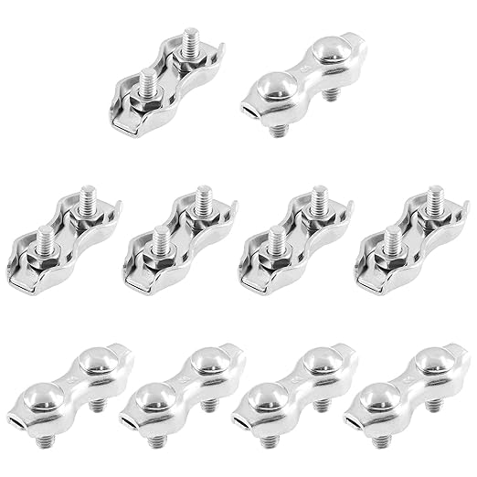 10Pcs M2 Stainless Steel Duplex Wire Rope Clips, Duplex Double Bolt Cable Clamp for 1/16 Inch Diameter Wire Cable