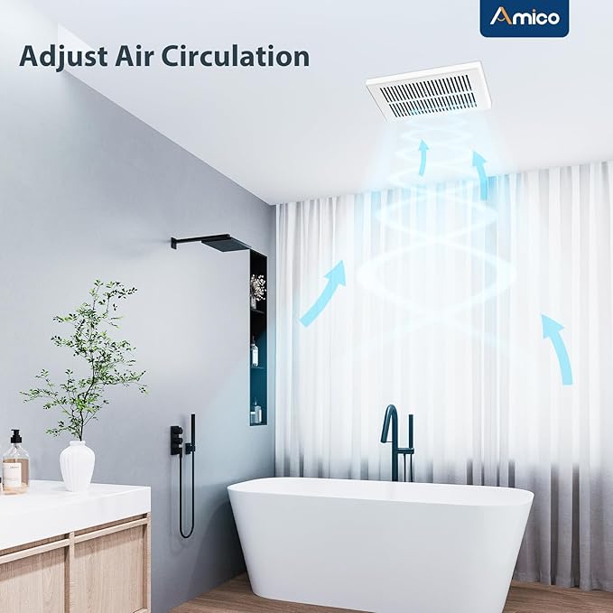 Amico Bathroom Exhaust Fan, 1.0 Sones, 80 CFM, Low Noise, Ceiling Mounted Retrofit Ventilation Fans, 4 Inch Duct, No Attic Access Needed- UL Certified