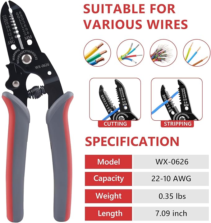 Newdeli Wire Crimping Tool Kit 7PCS Ratchet Wire Crimper Plier for Heat Shrink Connectors Ferrule Connectors Solar Connector Open Barrel Connector Insulated Nylon & Non-insulated Ring Terminals