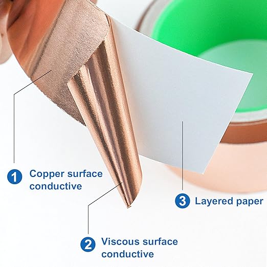 BOMEI PACK 2inch x 49ft Copper Foil Tape with Conductive Adhesive for Guitar and EMI Shielding, Crafts, Soldering, Stained Glass, Electrical Repairs, Grounding 1 Pack