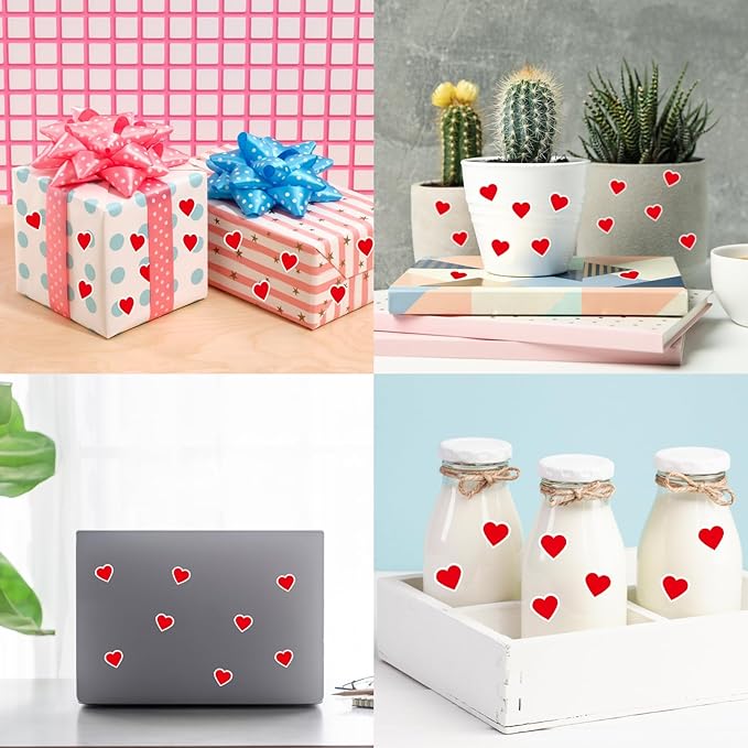 2400 Pcs Small Sticker for Kids,Heart Paper Decals,Self-Adhesive Stickers for Envelopes Scrapbook Gifts DIY Supplies,0.5in（Heart）