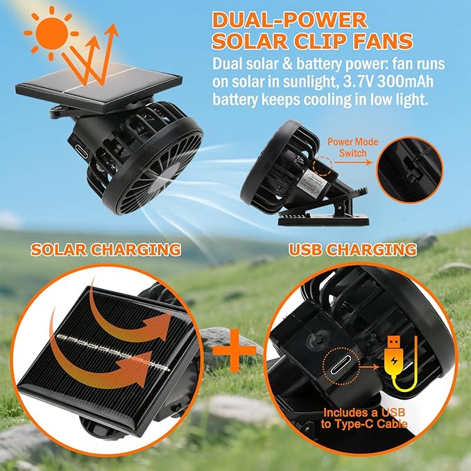 EINSKEY Solar Powered Fan Hat, UPF50+ Wide Brim Bucket Hat with Ultralight Clip-On Fans for Outdoor Hiking Fishing Gardening