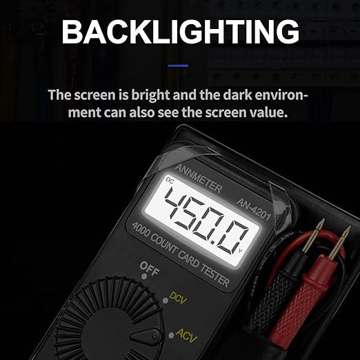 AIOMEST Digital Multimeter,Pocket Voltmeter Ohmmeter Measuring AC&DC Voltage Resistance Continuity Buzzer Diode Test, Auto Ranging Card Volt Ohm Tester DMM AI-4201