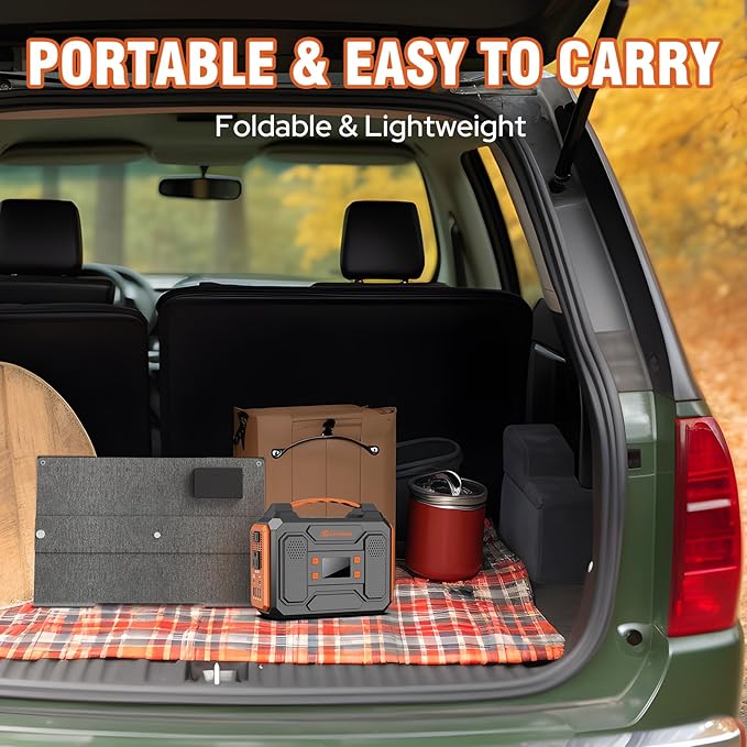 Portable Solar Panel 60W Foldable Solar Charger with DC/USB C/USB A Output DC Cable for Solar Power Station Power Bank Phone Laptop Outdoor Camping RV Road Trip