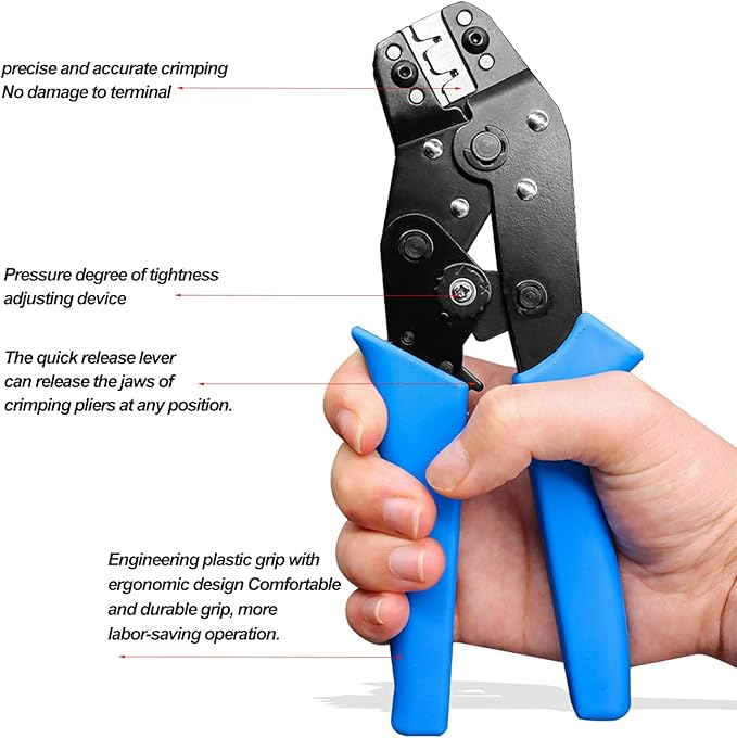 Taiss JST Crimping Tool with 580PCS JST PH Connector kit 2.0mm 2/3/4/5/6Pin Housing Female/Male Adapter Cable Connector Plug,Female Pin Connectors,Ratcheting Wire Crimper JST Crimper,Dupont Crimper