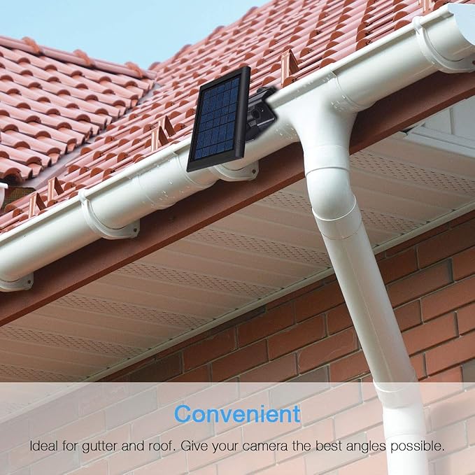 Gutter Mount for Ring Solar Panel - OkeMeeo Solar Panel Mount Compatible with Arlo, Eufy, Reolink Solar Panel for Maximum Sunlight Exposure (Black,1 Pack)