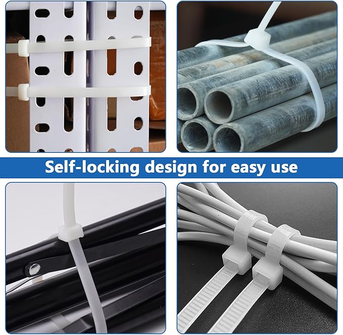 Zip Ties Heavy Duty 48 Inch -40 Pack Extra Long & Large UV Resistant 175lbs Strength Industrial Tie Wraps for Outdoor Use, HVAC, Garage, Automotive, Gardening and Electrical Projects