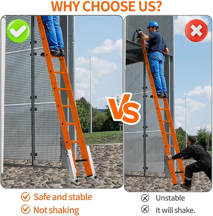 Ladder Leveler Pair for Extension Ladder, Adjustable Extension Ladder Leg Ground Leveler, with Anti-Slip Pattern Steel Pole,Ladder Levelers for Extension Ladders