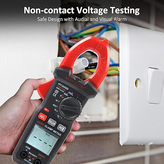 Digital Clamp Meter, Multimeter 6000Counts Volt Meter Auto-ranging Measures AC/DC Amp Clamp, NCV Non Contact Check Function (MAYILON MY2600D)